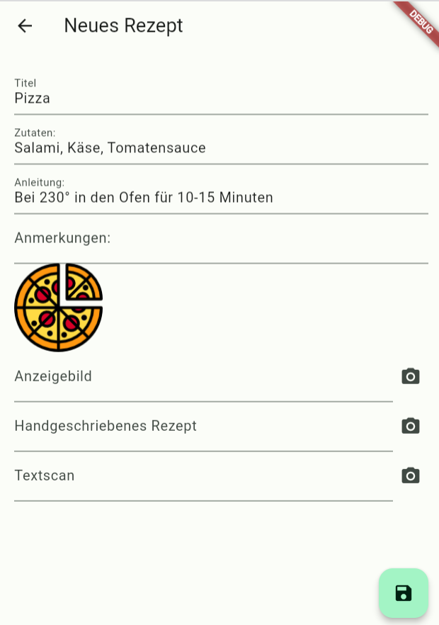 Rezept anlegen