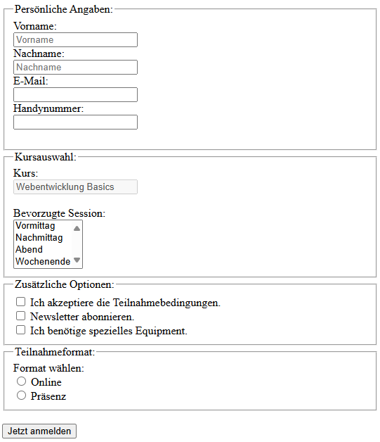 Workshop-Anmeldung